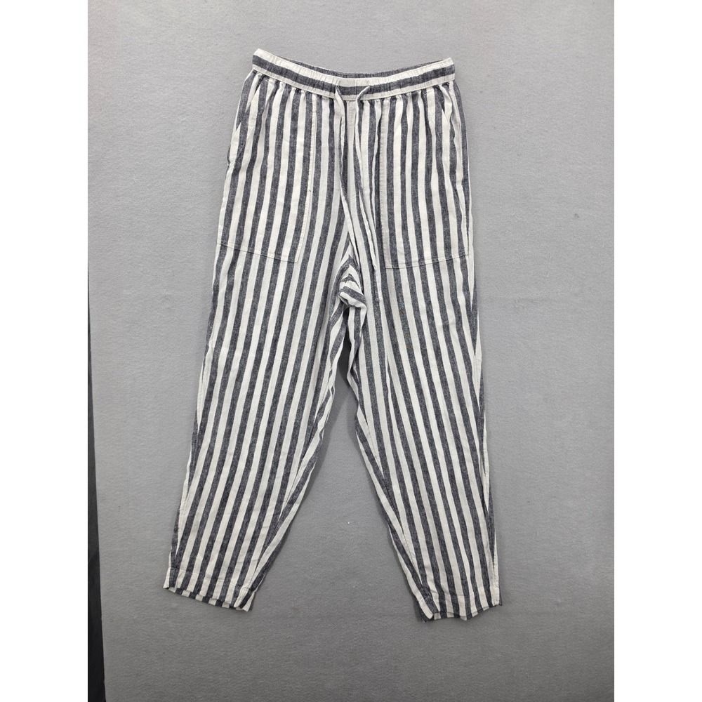 Universal Thread Linen Blend Striped Pants Blue White Small Beachy Summer Boho